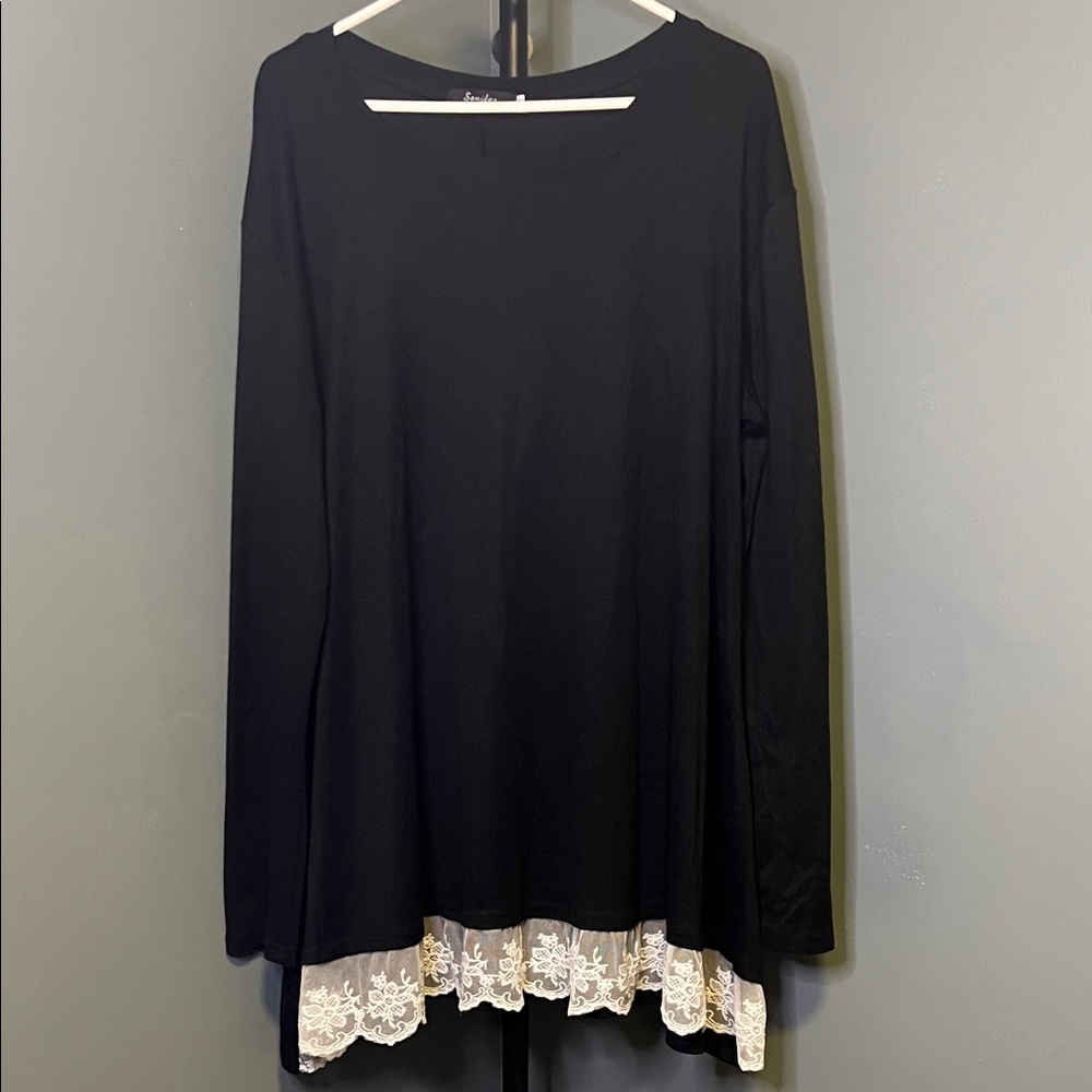 Chic Black Top with Lace Trim
